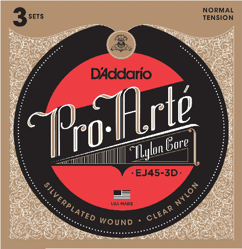 D'addario Pro-Arte Nylon, Normal Tension Classical Guitar Strings ( 3-Sets) EJ45-3D - Poppa's Music 