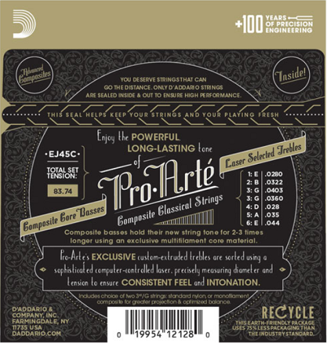D'Addario Pro-Arte Composite, Normal Tension Classical Guitar Strings - EJ45C - Poppa's Music 