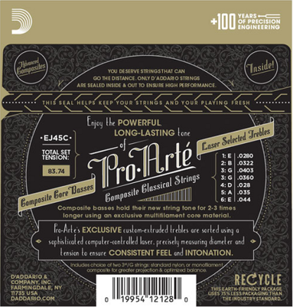 D'Addario Pro-Arte Composite, Normal Tension Classical Guitar Strings - EJ45C - Poppa's Music 