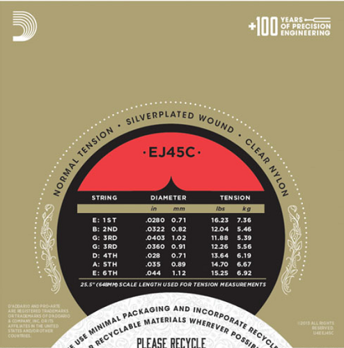 D'Addario Pro-Arte Composite, Normal Tension Classical Guitar Strings - EJ45C - Poppa's Music 