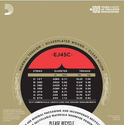 D'Addario Pro-Arte Composite, Normal Tension Classical Guitar Strings - EJ45C - Poppa's Music 