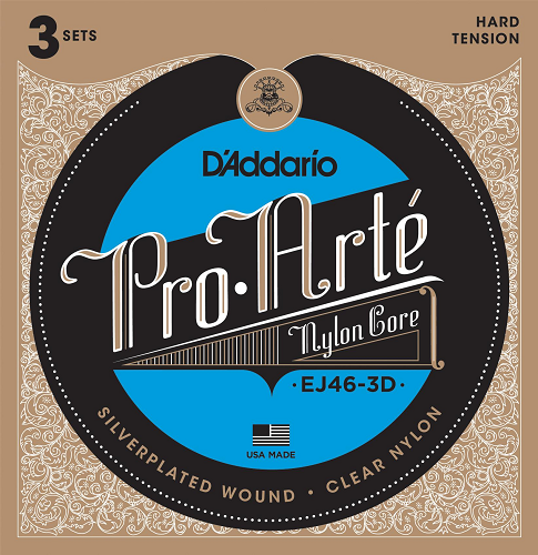 D'Addario Pro-Arte Nylon, Hard Tension Classical Guitar Strings (3-Sets) EJ46-3D - Poppa's Music 