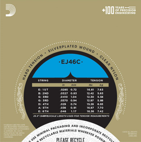 D'Addario Pro-Arte Composite, Hard Tension Classical Guitar Strings - EJ46C - Poppa's Music 