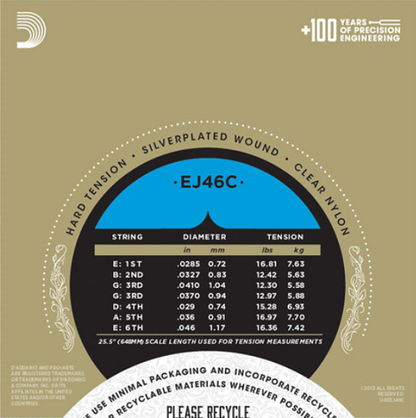 D'Addario Pro-Arte Composite, Hard Tension Classical Guitar Strings - EJ46C - Poppa's Music 