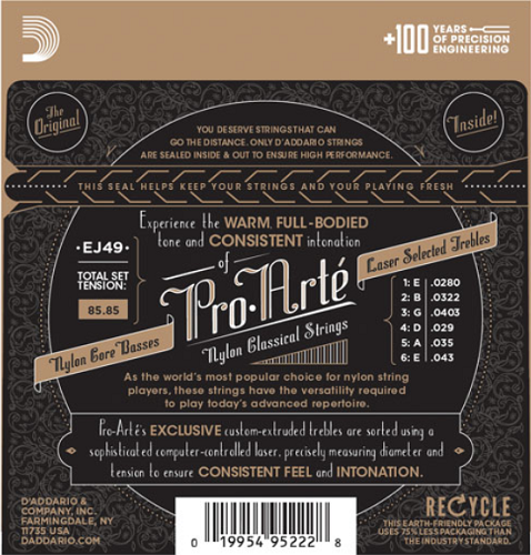 D'addario Pro-Arte Nylon, Normal Tension Classical Guitar Strings EJ49 - Poppa's Music 