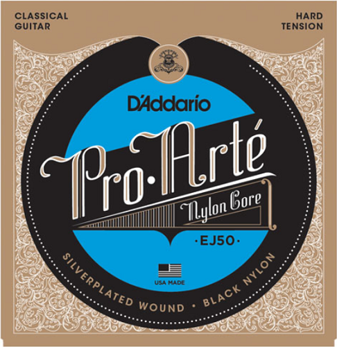 D'addario Pro-Arte Black Nylon, Hard Tension Classical Guitar Strings - Poppa's Music 