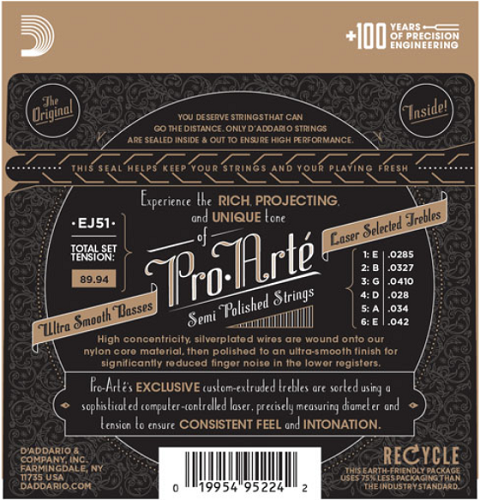 D'addario Pro-Arte with Polished Basses, Hard Tension Classical Guitar Strings - Poppa's Music 