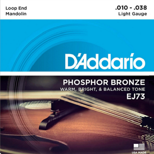 D'Addario EJ73 Phosphor Bronze Mandolin Strings, Light, 10-38 - Poppa's Music 