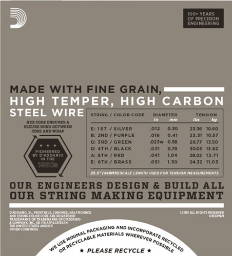 D'addario Pure NICKEL, Jazz Medium, 13-56 Electric Guitar Strings EPN21 - Poppa's Music 