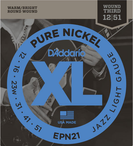 D'addario Pure NICKEL, Jazz Medium, 13-56 Electric Guitar Strings EPN21 - Poppa's Music 