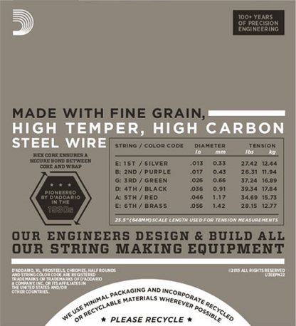 D'addario Pure NICKEL, Jazz Medium, 13-56 Electric Guitar Strings - Poppa's Music 