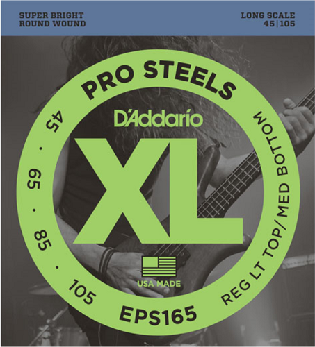 D'addario PROSTEELS, Custom Light, Long Scale, 45-105 Bass Guitar Strings - Poppa's Music