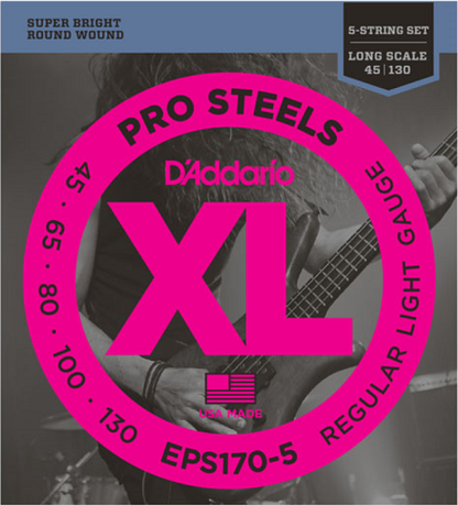 D'addario Prosteels 5-String, Light, Long Scale, 45-130 Bass Guitar Strings - Poppa's Music 