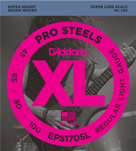 D'addario PROSTEELS, Light, Super Long Scale, 45-100 Bass Guitar Strings - Poppa's Music 