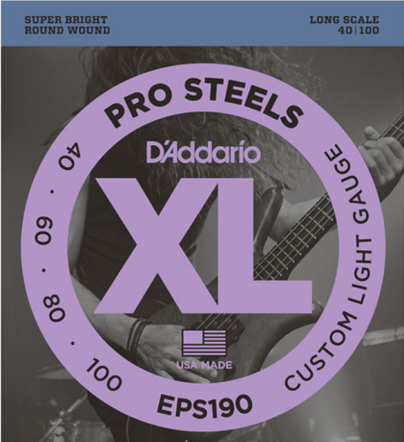 D'addario PROSTEELS, Custom Light, Long Scale, 40-100 Bass Guitar Strings - Poppa's Music 