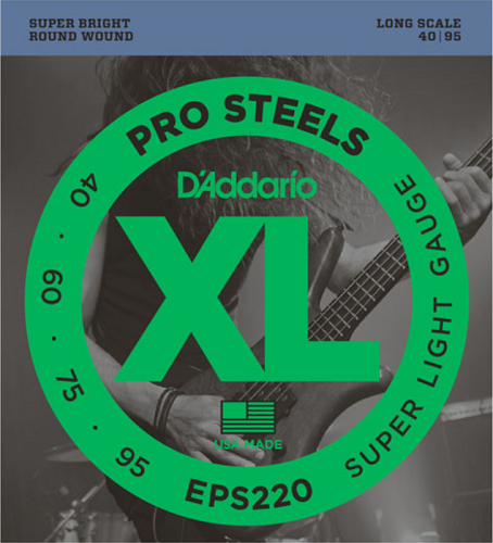 D'addario PROSTEELS, Super Light, Long Scale, 40-95 Bass Guitar Strings - Poppa's Music 