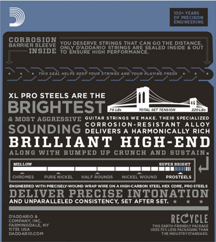 D'addario PROSTEELS, Medium, 11-50 Electric Guitar Strings - Poppa's Music 