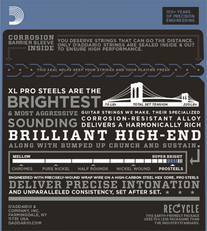 D'addario PRO STEELS, Super Light, 9-42 Electric Guitar Strings EPS520 - Poppa's Music 