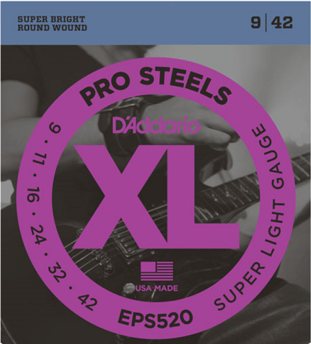 D'addario PRO STEELS, Super Light, 9-42 Electric Guitar Strings EPS520 - Poppa's Music 