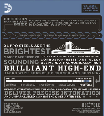 D'addario PROSTEELS, Extra-Super Light, 8-38 Electric Guitar Strings - Poppa's Music 