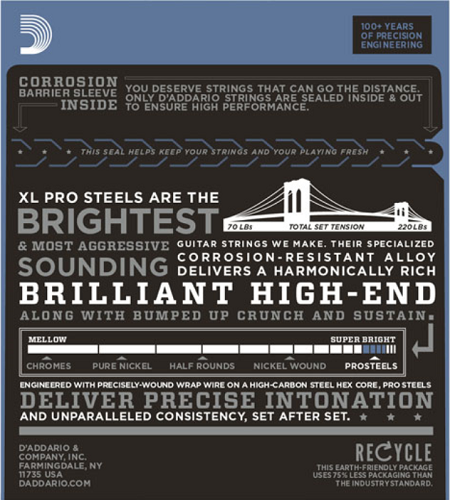 D'addario PROSTEELS, Light Top/Heavy Bottom, 10-52 Electric Guitar Strings EPS540 - Poppa's Music 