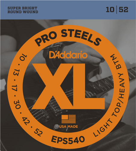 D'addario PROSTEELS, Light Top/Heavy Bottom, 10-52 Electric Guitar Strings EPS540 - Poppa's Music 