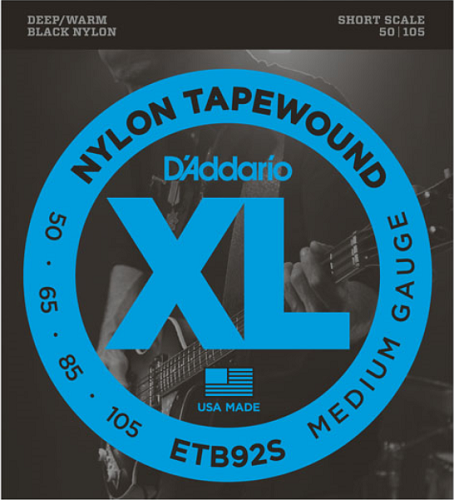 D'Addario Tapewound, Medium, Short Scale, 50-105 Bass Guitar Strings ETB92S - Poppa's Music 