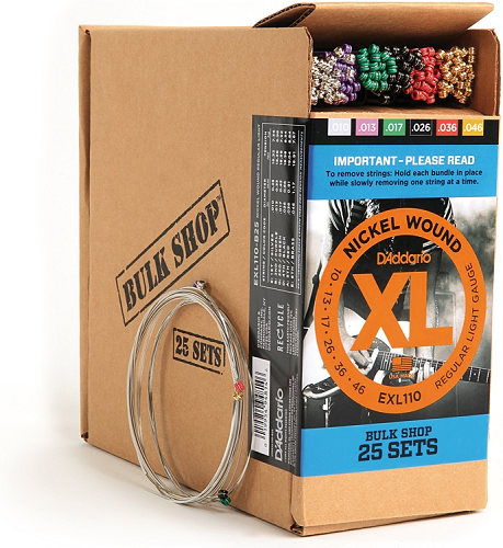 D'Addario Nickel Wound, Regular Light, 10-46 Electric  Guitar Strings (25-Sets) EXL110-B25 - Poppa's Music