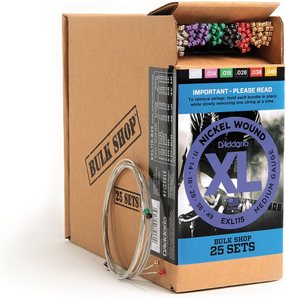 D'addario Nickel Wound, Medium/Blues-Jazz Rock, 11-49 Electric Guitar Strings (25 Sets) EXL115-B25 - Poppa's Music 