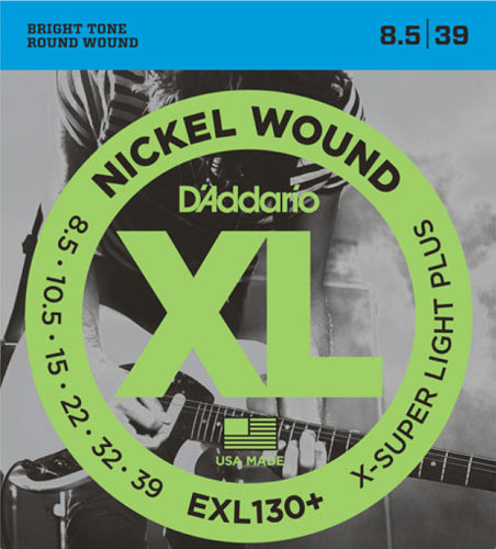 D'addario Nickel Wound, Extra-Super Light PLUS, 8.5-39 Electric Guitar Strings - EXL130+ - Poppa's Music 