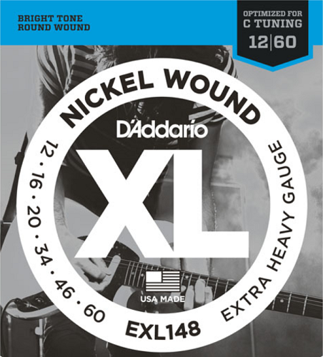 D'addario Nickel Wound, XTRA-Heavy, 12-60 Electric Guitar Strings - EXL148 - Poppa's Music 