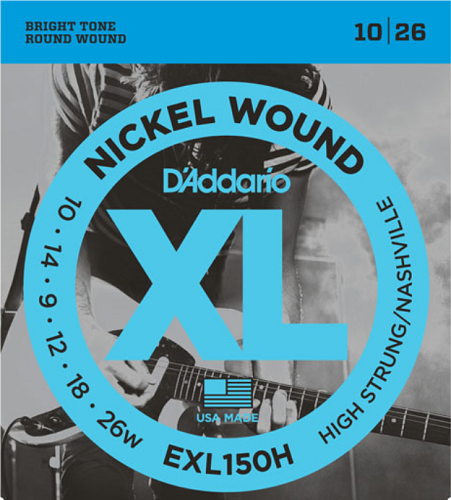 D'addario High Strung/Nashville Tuning Electric Guitar Strings 10-26 EXL150H - Poppa's Music 