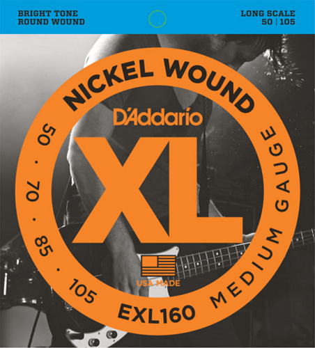 D'addario Nickel Wound, Medium, Long Scale, 50-105 Bass Guitar Strings - Poppa's Music 