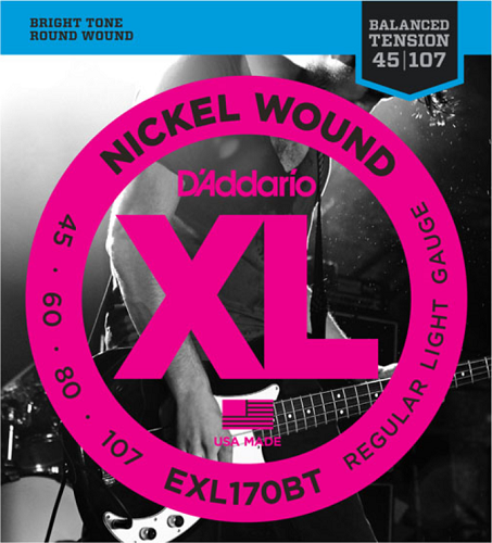 D'addario Nickel Wound, Balanced Tension Regular Light,  .45-107 Bass Guitar Strings - Poppa's Music 