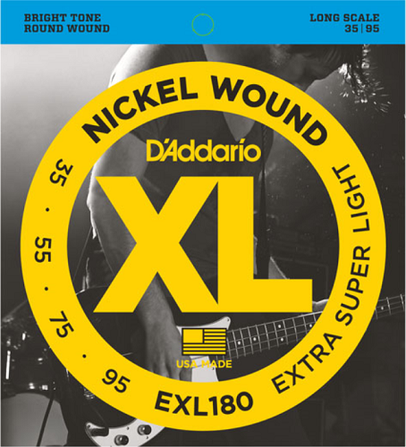 D'addario Nickel Wound, Extra Super Light, Long Scale, 35-95 Bass Guitar Strings - Poppa's Music 