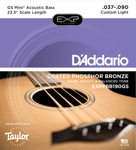 D'addario Coated Phosphor Bronze, Taylor GS Mini Scale, 37-90 Acoustic Bass Guitar Strings - Poppa's Music 