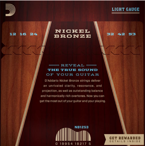 D'addario Nickel Bronze, Light, 12-53 Acoustic Guitar Strings - Poppa's Music 