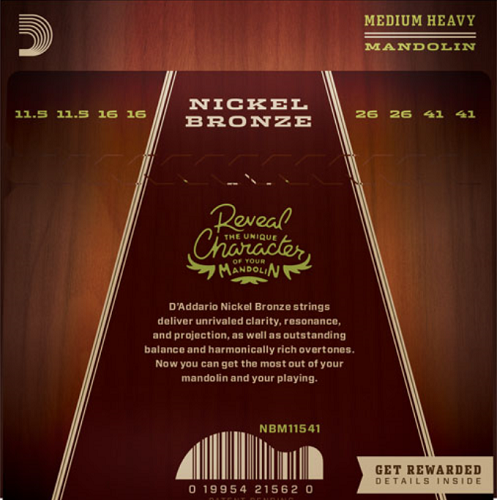 D'addario Nickel Bronze, Medium-Heavy, 11.5-41 Mandolin Strings - Poppa's Music 