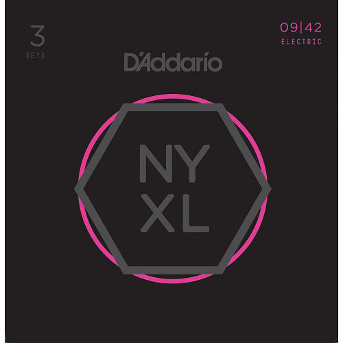 D'addario Nickel Wound, Super Light, 09-42 Electric Guitar Strings - NYXL0942 3-PACK - Poppa's Music