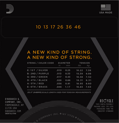 D'addario NYXL Nickel Wound, Regular Light, Double Ball END, 10-46 Electric Guitar Strings - Poppa's Music 
