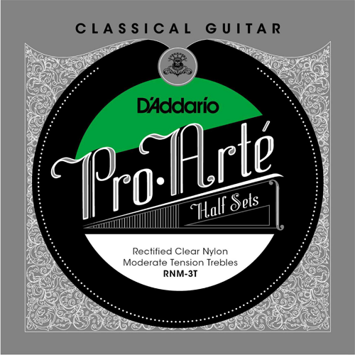 D'addario Pro-Arte Rectified Clear Nylon Treble, Moderate Tension Half Set Classical Guitar Strings - Poppa's Music 