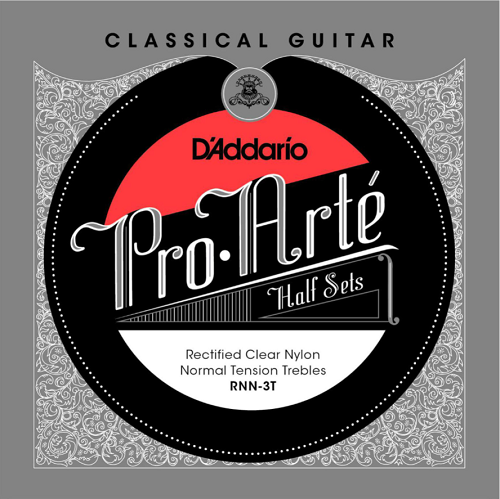 D'addario Pro-Arte Rectified Clear Nylon Treble, Normal Tension Half Set Classical Guitar Strings - Poppa's Music