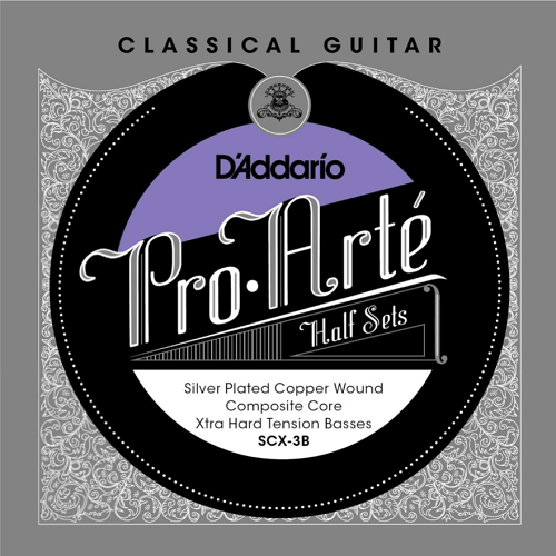 D'addario Pro-Arte Composite Core, Silver Plated Copper Bass, Extra Hard Tension Half Set Classical Guitar Strings - Poppa's Music 