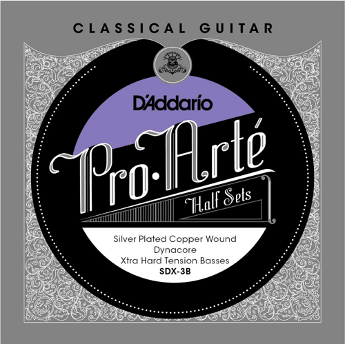 D'addario Pro-Arte DYNACore, Silver Plated Copper Bass, Extra Hard Tension Half Set Classical Guitar Strings - Poppa's Music 