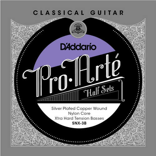 D'addario Pro-Arte Nylon Core, Silver Plated Copper Bass, Extra Hard Tension Half Set Classical Guitar Strings - Poppa's Music 