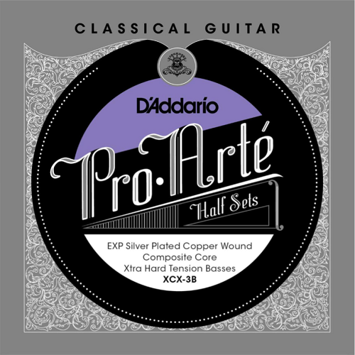 D'addario Pro-Arte Nylon Core, Exp Coated Silver Plated Copper Bass, Extra Hard Tension Classical Guitar Half Set - Poppa's Music 