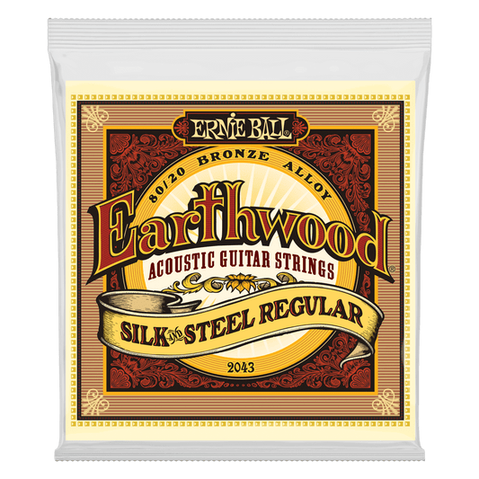 Ernie Ball Earthwood Silk & Steel Regular 80/20 Bronze Acoustic Guitar Strings - 13-56 Gauge - 2043 - Poppa's Music 