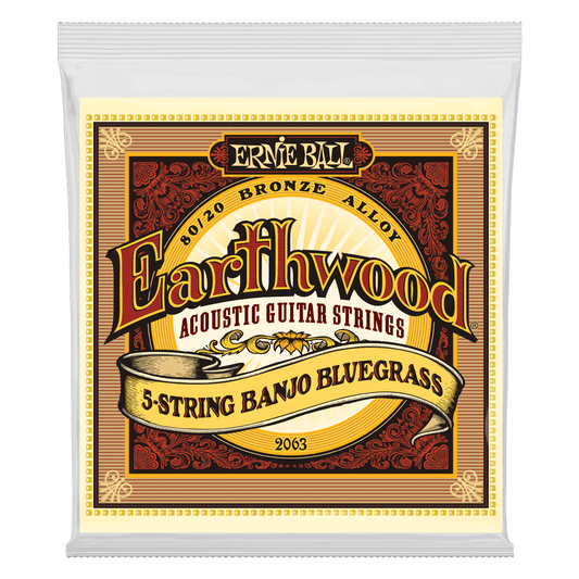 Ernie Ball Earthwood 5-String Banjo Bluegrass Loop End 80/20 Bronze Acoustic Strings - 9-20 Gauge - 2063 - Poppa's Music 