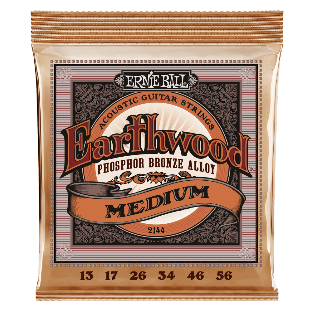 Ernie Ball Earthwood Medium Phosphor Bronze Acoustic Guitar Strings - 13-56 Gauge - 2144 - Poppa's Music 