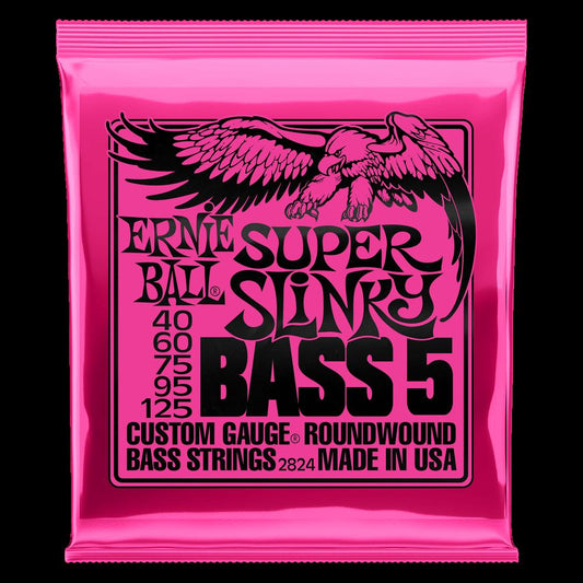Ernie Ball Super Slinky 5-String Nickel Wound Electric Bass Strings - 40-125 Gauge - 2824 - Poppa's Music 